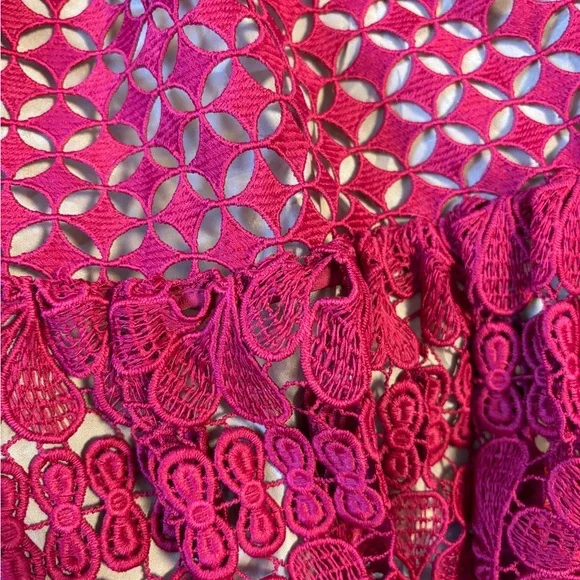 Self-Portrait Crimson Lace Floral Dress - size 4 - Picture 5 of 12